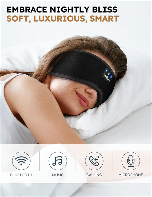 Sleep Headphones Bluetooth 5.4 Headband Sleeping Eye Mask for Mom Women Men Wireless Music Earbuds Earphones for Side Sleepers Built-In HD Speakers Cool Gadgets Unique Gifts